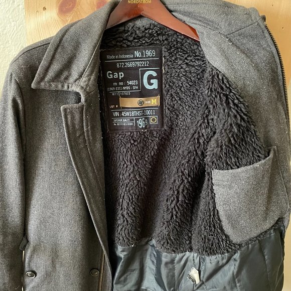 90s vintage GAP heavy wool trench coat - Picture 2 of 4